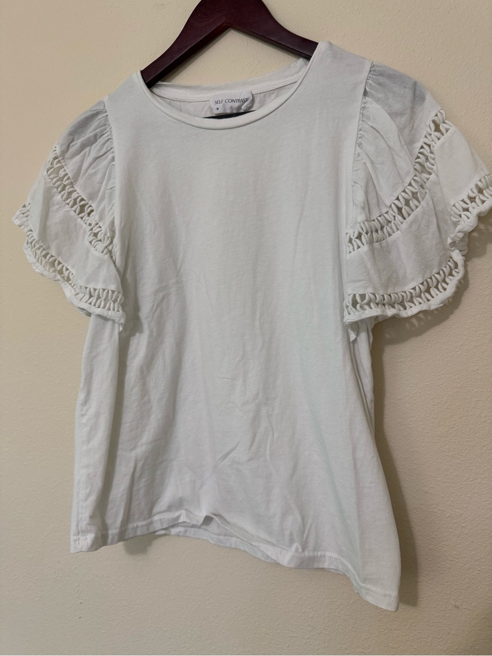 White Ruffle Sleeve Cotton Tee